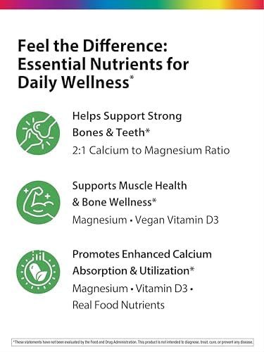 Rainbow Light Calcium Complex with Magnesium & Vitamin D3 + | 180 Tablets | Real Food Nutrients | Supports Bone Density & Muscle Health | Vegan