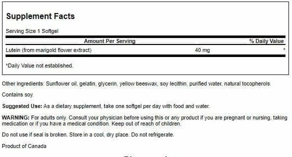 Swanson Lutein Eye Vision Retina Macula Health Supplement 40 mg 60 Softgels Sgels