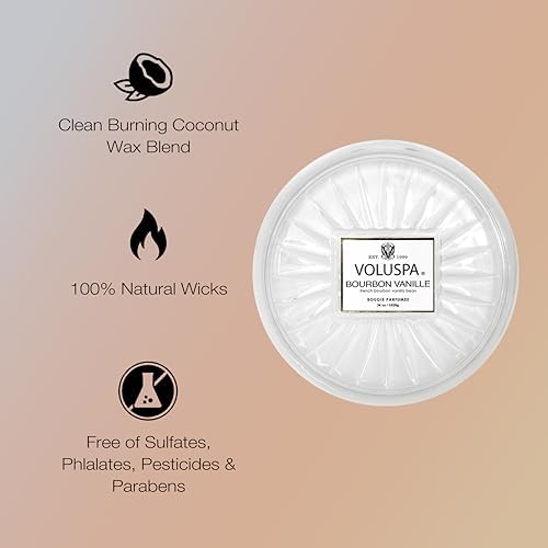 Voluspa Bourbon Vanille, Grande Maison 3 Wick Glass Candle, 36 Ounces, 100 Hour Burn Time, Coconut Wax for Clean Burning, Handcrafted in the USA