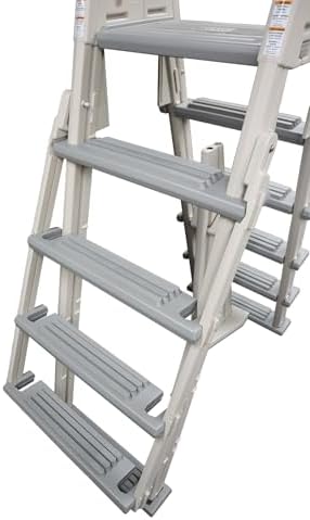 Confer Plastics 7000X Eliminator A-Frame Pool Ladder | Made in USA | Adjustable 48–54 in | Lockable Outer Steps | Heavy-Duty, Stable