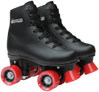 Chicago Rink Roller Skates for Girls & Boys – Durable Top Performance Indoor/Outdoor Use Skate Shoes with Padded Ankle Collar, Lace-Up & Velcro Strap – 54mm Urethane Wheels, Semi-Precision Bearings