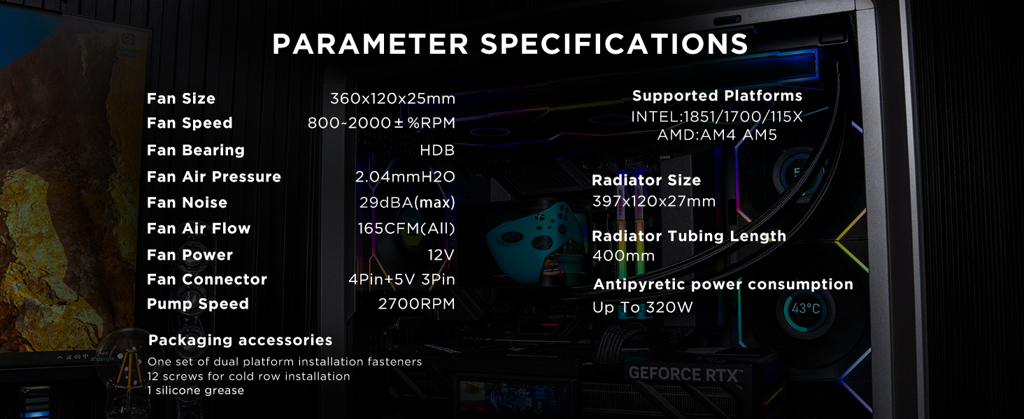 Jungle Leopard Chill ARC 360mm ARGB AIO CPU Cooler-Water Liquid Cooling System