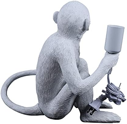 Resin Hemp Rope Monkey Table Light Retro Edison Monkey Desk Resin Sitting Monkey Lighting Fixture E27 for Dining Living Room Bedroom Bar Cafe