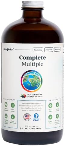 LIQUIDHEALTH Complete Multiple Adult Liquid Multivitamin - Essential Vitamins, Minerals & Nutrients, Immune Support, Gut Health, Energy, Detox - Made in USA, Vegan, Non-GMO, Sugar-Free (32 oz)