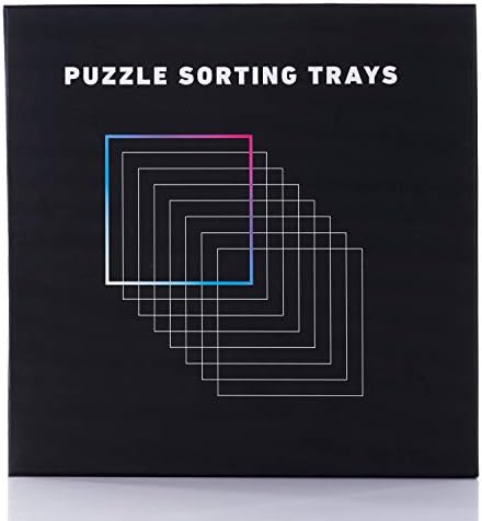 Tidyboss 8 Puzzle Sorting Trays with Lid 8" x 8" - Portable Jigsaw Puzzle Accessories White Background Makes Pieces Stand Out to Better Sort Patterns