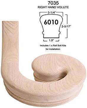 Red Oak 6010-8E 2-1/4 inch Width x 2-3/8 inch Tall Traditional Style Straight Wood Handrail for Stair Remodeling 8 feet Long