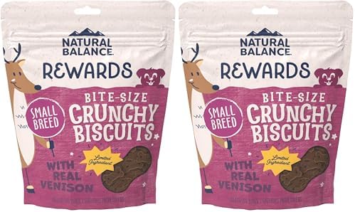 Natural Balance Limited Ingredient Rewards Crunchy Biscuits, Bite-Size Grain-Free Dog Treats for Small-Breed Dogs, Made with Real Venison, 8 Ounce (Pack of 1)