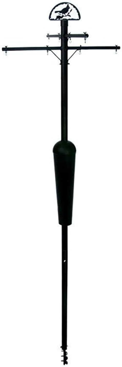 Squirrel Stopper Deluxe Squirrel Proof Bird Feeder Pole with Patented Spring Baffle, Heavy Duty Galvanized Steel Pole System with Auger, Raccoon Proof