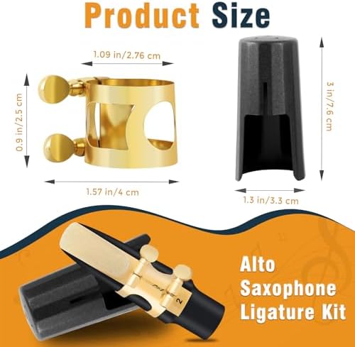 EASTROCK Alto Saxophone Ligature Kit, Metal Ligature for Saxophone Mouthpiece with Plastic Cap, Wind Musical Instruments Accessory for Beginner and Student