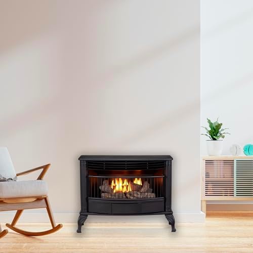 ProCom Ventless Dual Fuel Gas Stove - 25,000 BTU, Remote Control, Black Finish - Model# QNSD250RT