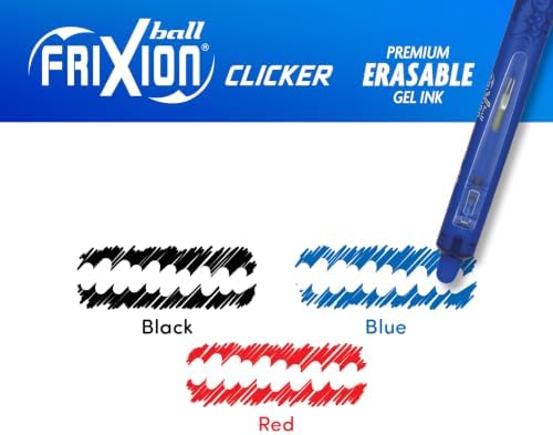 PILOT FriXion Clicker Erasable Pens, Fine Point 0.7 mm, Black Ink, 3-Pack