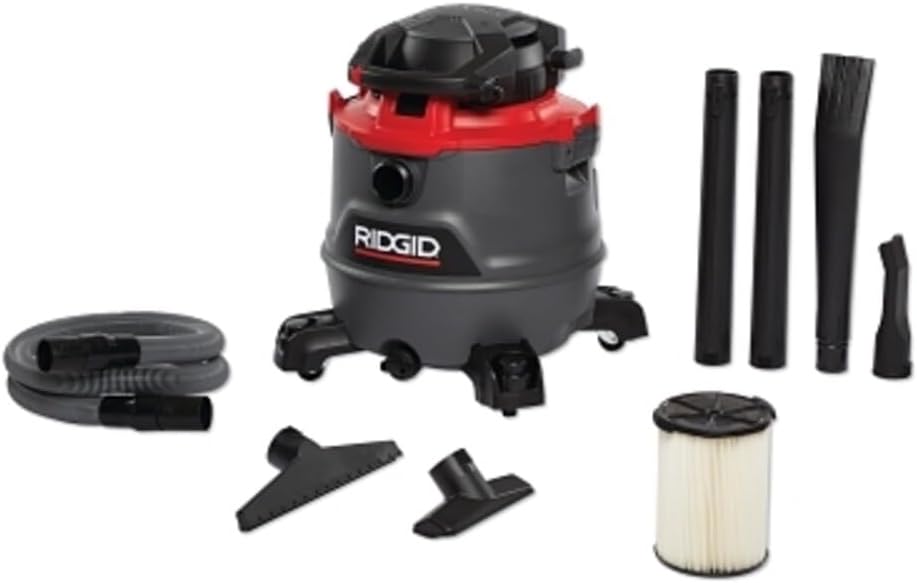 RIDGID 62723 Red 16 gallon RT1600 Wet/Dry Vacuum, Dark Gray and Red