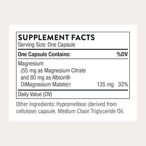 THORNE Magnesium CitraMate, Magnesium Citrate & Malate, 90 Capsules | Supports Heart Health, Skeletal Muscles, Cardiac & Lung Function, Bone Density