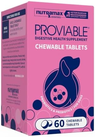 Nutramax Proviable Probiotics + Prebiotics for Dogs, Chewable Tablets, 60ct
