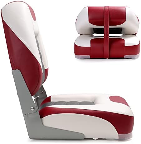 NORTHCAPTAIN T1 Deluxe Low Back Folding Fishing Boat Seats 2 Pack - Premium Bass/Jon/Pontoon Boat Chairs,4 Mounting Screws Included