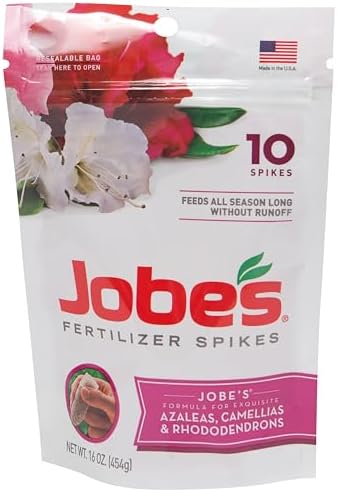 Jobe’s Garden Fertilizer Spikes, Organic Fertilizer for Azaleas, Camellias, Rhododendrons, and Other Acid Loving Plants, 10 Count