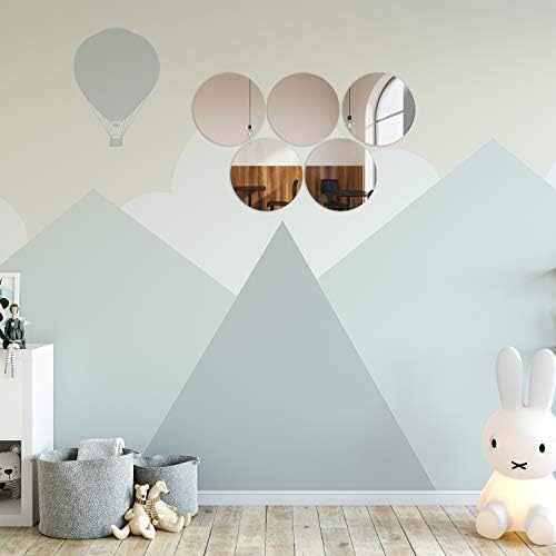Aneco Acrylic Round Mirrors Non Glass Round Mirror Plate Self Adhesive Mirror Stickers for Home Wall Decor or Wedding Table Centerpiece