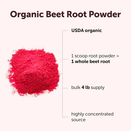 Micro Ingredients Organic Beet Root Powder, 4 Pounds | Nitric Oxide Supplement for Men & Women | Water Soluble, Highly Concentrated Raw Beet Supplement | Superfood Drink Mix | Non-GMO, Plant Based