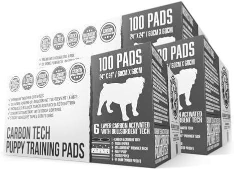 Bulldoglogy 50-Count Carbon Black Dog Pads Puppy Training Pads with Adhesive Tape 24x24 - Large Charcoal Puppy Pads Dog Training Wee Pads, Odor Control Thick Pee Pads for Dogs Extra Quick Dry