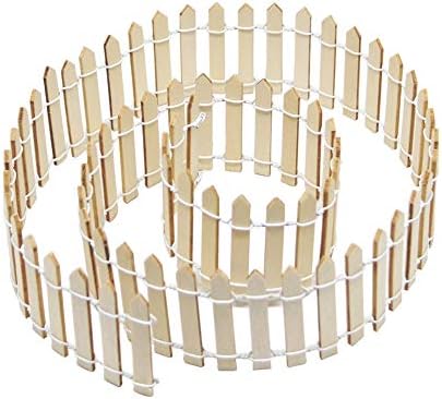 Prsildan 40 Inches Miniature Fairy Garden Fence, DIY Wood Picket Fence Mini Ornament