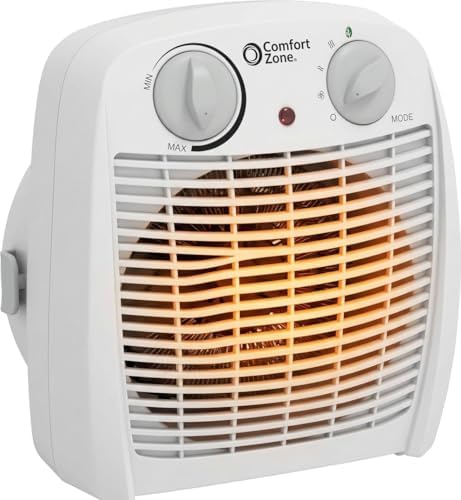 Comfort Zone Indoor Space Heater with Adjustable Thermostat, Fan Forced, Electric, Overheat Protection, Safety Tip-Over Switch, Energy Efficient