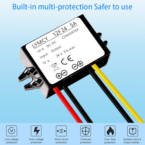 DC Boost Converter 12V to 24V Converter 5A 120W Step Up Converter Voltage，Waterproof Power Supply Module Boost Transformer for Car Truck Vehicle