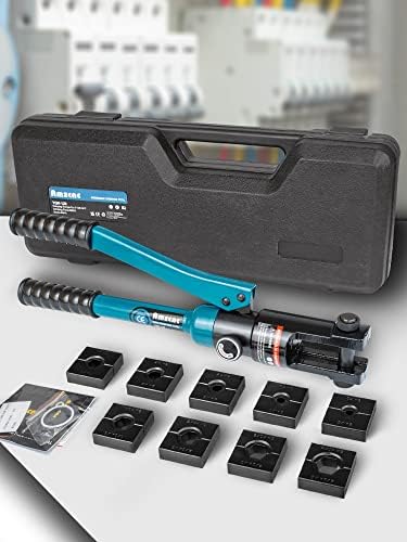 Portable Hydraulic Crimping Tool Range 8 AWG to 4/0 AWG for Cable lugs Quick Hydraulic Pliers with 9 Pairs Crimping Dies