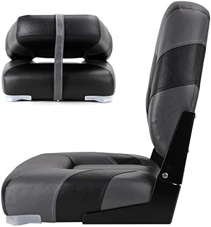 NORTHCAPTAIN T1 Deluxe Low Back Folding Fishing Boat Seats 2 Pack - Premium Bass/Jon/Pontoon Boat Chairs,4 Mounting Screws Included