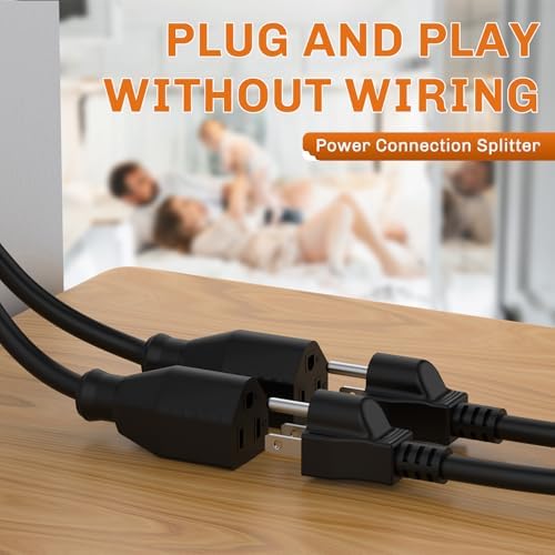 WELLUCK RV Shore Power Inlet Charger Plug 15 Amp 125V AC Power Inlet Port Plug with Integrated Dual 18" Extension Cord
