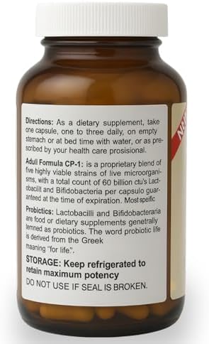 Custom Probiotics CP-1 Adult Formula – 60 Billion CFU Probiotic Supplement – 5 Strain High Potency Probiotics for Digestive & Gut Health