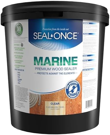 SEAL-ONCE Marine Penetrating Wood Sealer and Waterproofer, Clear, 1 Gallon | Waterproofer & Stain, Water-Based, Ultra-low VOC formula, For high-moisture areas