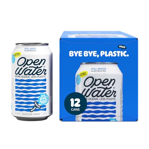 Open Water Still 12oz cans (2 cases, 24 cans) - Sustainable Aluminum Canned Still Water With Electrolytes - 7.0 pH Balanced BPA-Free Ultra-Purified Water