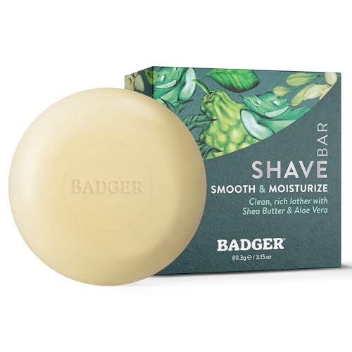 Badger Shaving Soap Puck, Organic Moisturizing Shave Soap Bar, Rich Lasting Lather, Light Natural Scent