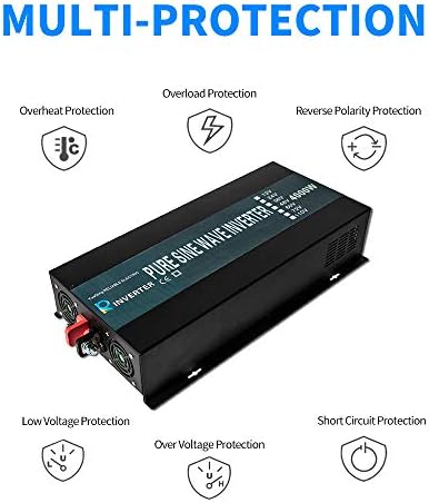 WZRELB 4000W 12V Dc to 120V AC Pure Sine Wave Solar Power Inverter