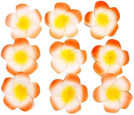Pursuestar 100Pcs White Foam Hawaiian Frangipani Artificial Plumeria Flower Petals Cap Hair Hat Wreath Floral DIY Home Wedding Decoration 5cm