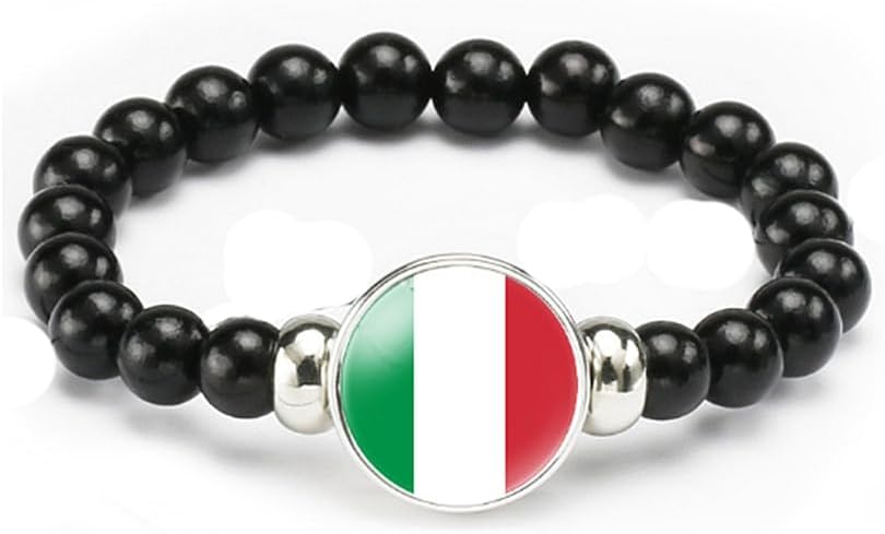 vmcoatdu National Flag Bracelet Elastic Rope Beaded Bracelet Support Your Country Travel Souvenir Gifts for Men Women