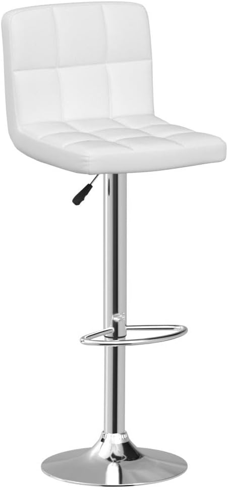 COSTWAY Bar Stool, Modern Swivel Adjustable Height PU Leather Barstools with Back, Square Armless Counter Height Bar Chair for Kitchen Island Dining Living Bistro Pub Counter, Black