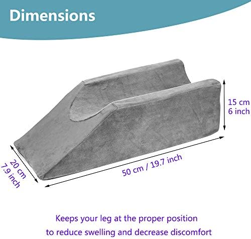 Zelen Elevation Pillow Bed Wedge for Legs Sleeping Foam Wedge Elevated Pillows Ortho Cushion Riser Knee Ankle Support Rest Legs Bolster Elevator