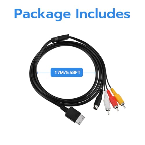 Mcbazel AV Cable for Sega Dreamcast, Composite RCA Audio Video Cord Compatible with Sega Dreamcast - 1.7M/5.58FT