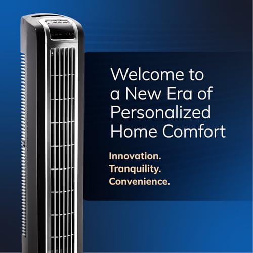 Lasko Oscillating Tower Fan with Remote Control - 36" - 2510 - White | Timer, Quiet Standing Fan for Bedroom, Office, and Home, 3 Speeds, Powerful Cooling Air