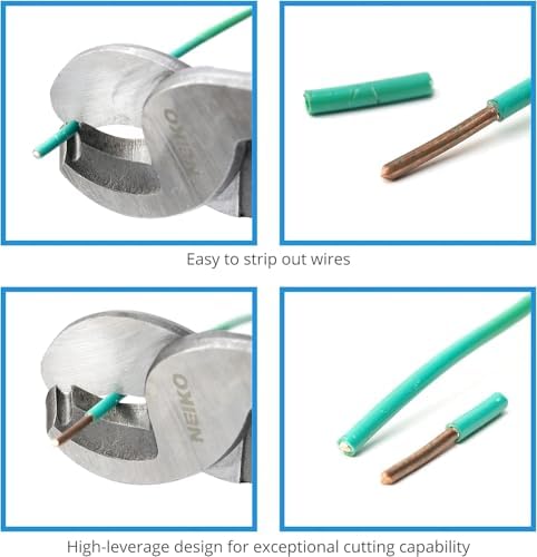 NEIKO 02037A Compact Wire Stripper | 4-in-1 Multi Purpose Electricians Pliers | Wire Crimper, Cutter and Gripper | 12-20 AWG Wire Service Tool | Crimps Insulated & Non-Insulated | Electrical Stripping