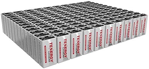 Tenergy 9V Lithium Batteries, 1200mah Non-Rechargeable Batteries, 10 Years Shelf Life Lithium 9 Volt Batteries, 2 Pack