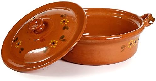 Mexican Clay Flat Cazuela Pot, Small, 3 Quarts