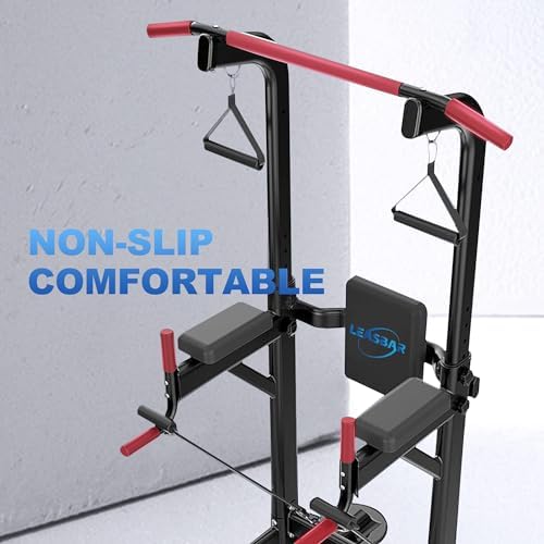 Pull Up Dip Station for Home Gym, Power Tower with Backrest, Adjustable Height Pull Up Bar Stand