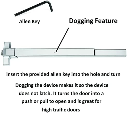 Dynasty Hardware Push Bar Panic Exit Device for Emergency Exit Doors, Aluminum Finish Commercial Panic Bar Door Handle, Push Bar for Exit Door