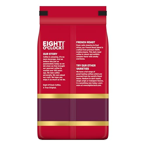 Eight O'Clock Coffee French Roast, 12 Ounce (Pack of 6) Dark Roast Ground Coffee, Robust, Smoky & Complex, 100% Arabica