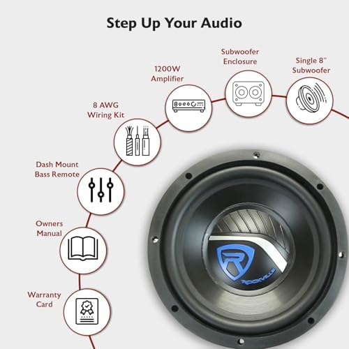 Rockville RV8.1A 400W 8" Loaded Car Subwoofer Enclosure, Mono Amplifier | 400W Peak / 125W RMS, 8 AWG Amp Kit, Bass Knob, Vented, CEA-2006