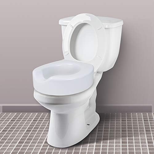 Carex Toilet Seat Riser with Quick-Lock, Raised Plastic Toilet Seat Adds 4” of Height - Fits Most Standard Round & Elongated Toilets
