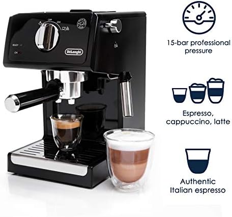 De'Longhi 15-Bar Pump Espresso Machine with Milk Frother & Temperature Control - Compact Home Barista Coffee Maker for Espresso, Latte, Cappuccino & Iced Coffee, Easy to Clean Design