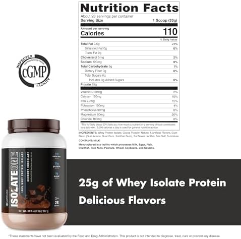 NutraOne IsolateOne Whey Isolate Protein Powder 100% Pure Whey Isolate Powder (Gourmet Chocolate - 2 lbs)